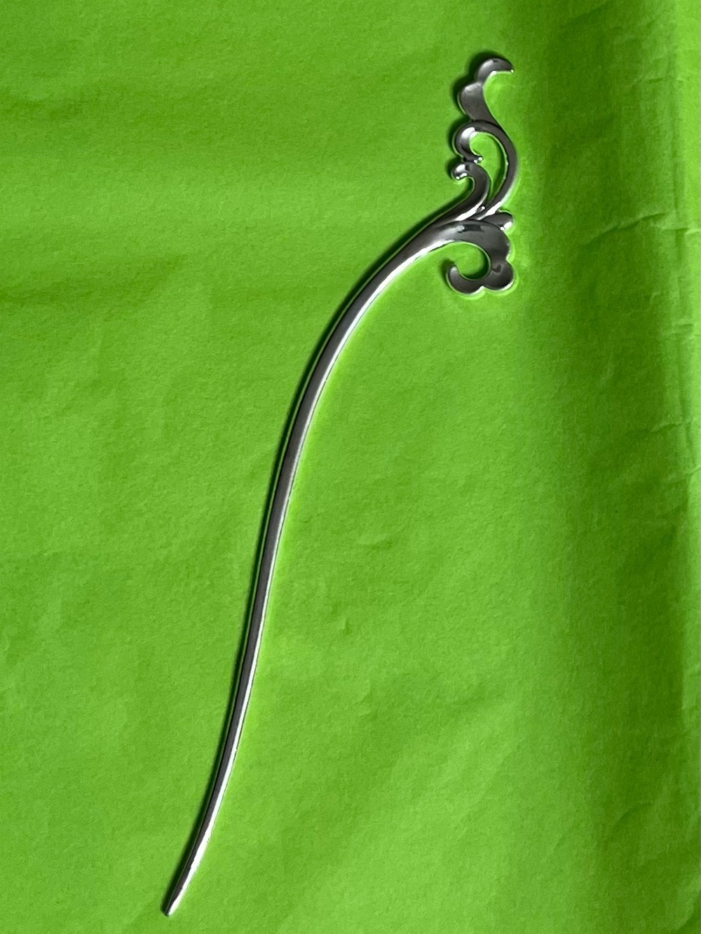 Decorative Silver Hair Stick for Women - Scroll Tip Accent